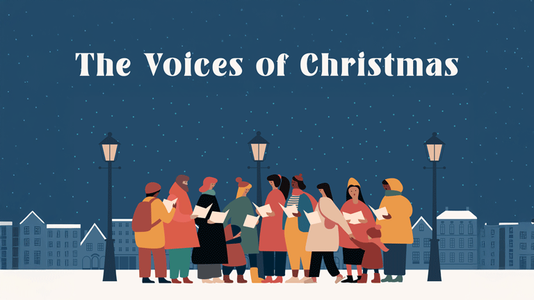 People singing carols in winter